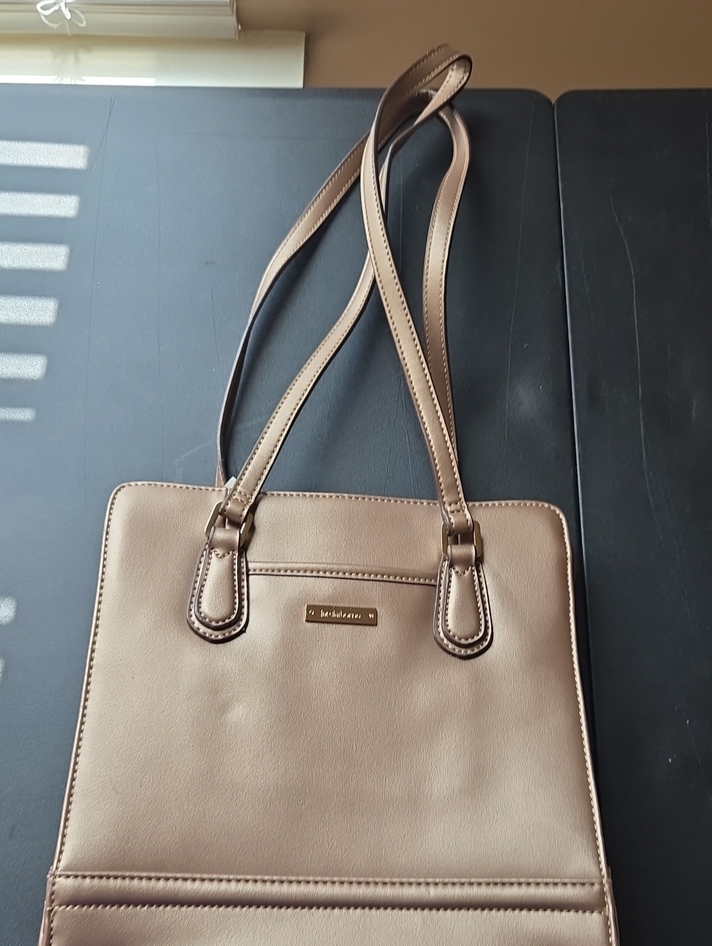 Liz Claiborne Metallic Taupe Shoulder Tote